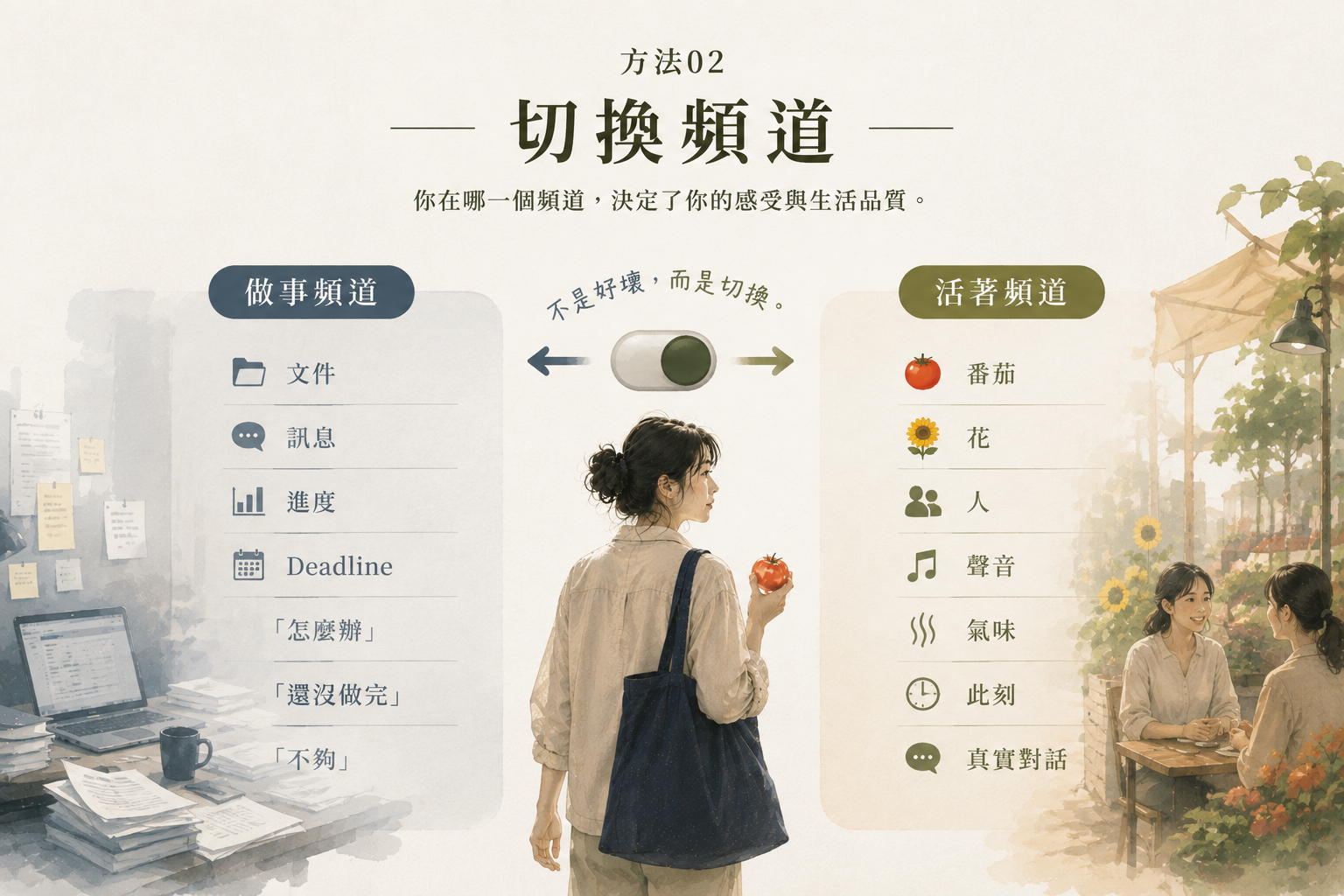 頻道概念圖——做事的頻道 vs 活著的頻道，你今天在哪一個上面