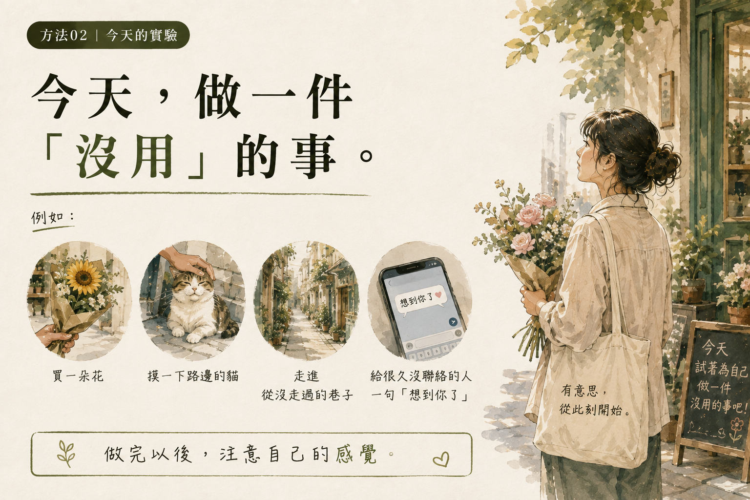 《今天，做一件「沒用」的事》實驗卡——截圖保存，這週用