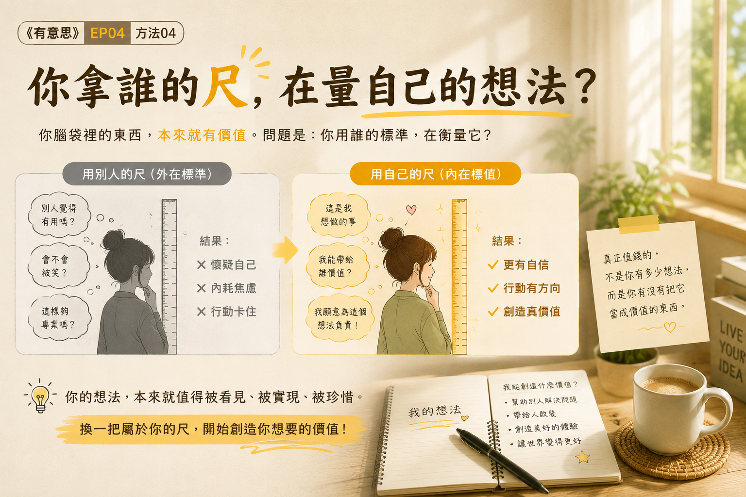 概念圖——你拿誰的尺在量自己的想法？用別人的框架量自己的東西，就像用尺子量溫度