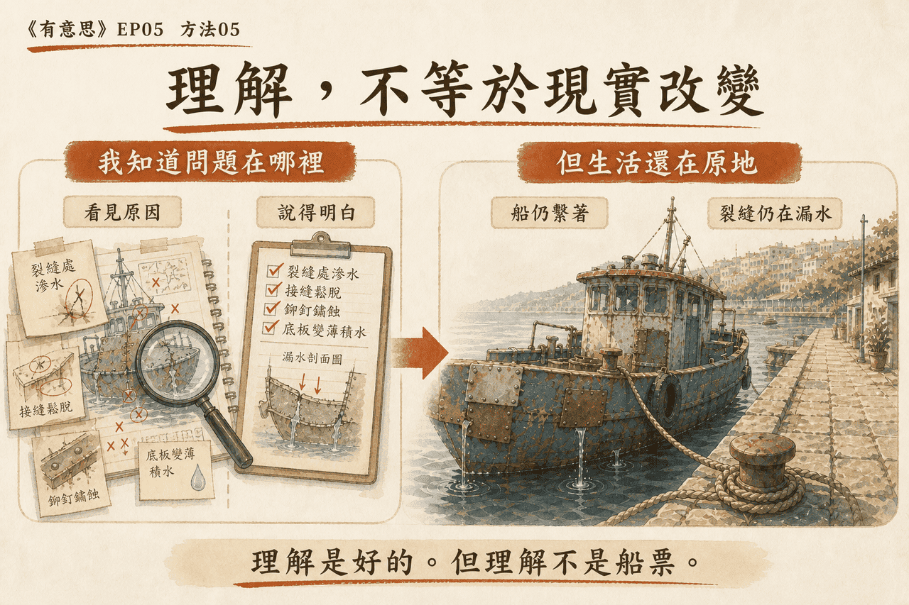 生活實驗 05 你修了十年的船，還在漏水嗎？——情境插圖 01